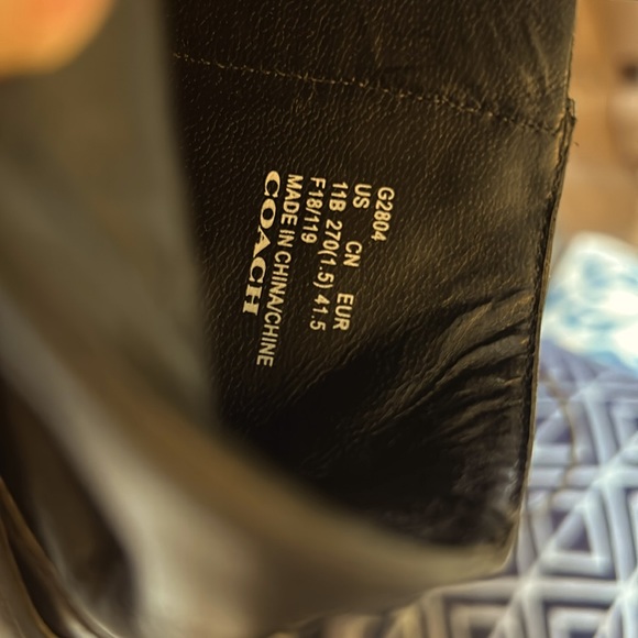 Coach Delaney zippered black bootie with gold hardware and block 3.5” heel - Picture 7 of 7